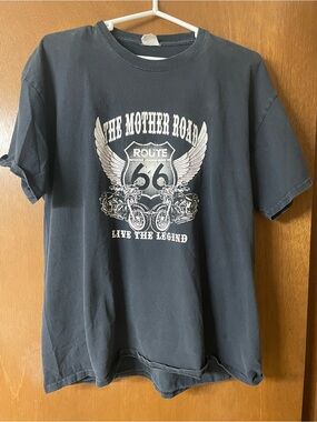 Bwear Black Tee with Orange Route 66 Emblem